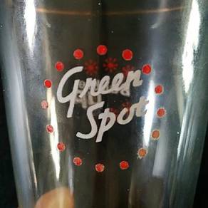 Vintage Green spot Drinking Glass With Gold Edging