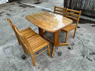 [Set] Solid Glass Dining Table Meja Makan + Kerusi
