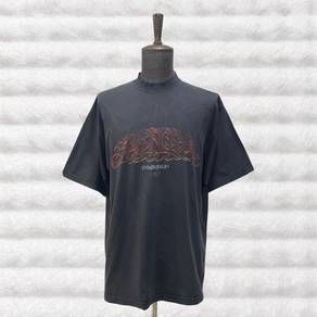 Balenciaga Graphic Print Offshore Washed Grey Tee