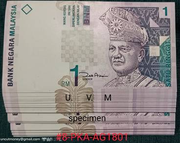 Rm1 Malaysia Paper Banknotes Stack of 100pcs(#8-PK