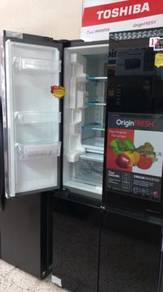 TOSHIBA Black Glass 4-Door Inverter Refrigerator