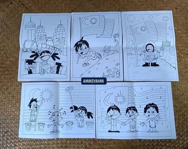 SET MERDEKA Kertas Lukisan Mewarna Kanak- Kanak