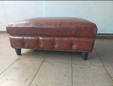 Rich Brown Leather Ottoman - Brand New