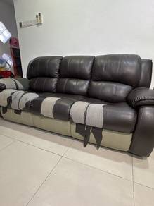 2-Seater and 3-Seater Dark Brown Leather Sofa