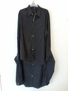 kemeja jalur cotton lengan panjang