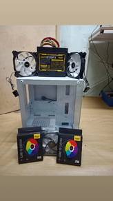 PC Case white + PSU + 5 Fan + Mousepad XXL