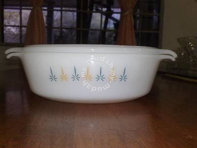 Mangkuk antique Pyrex anchor hocking oval bowl