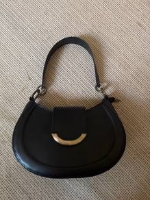 Black Shoulder Bag with Gold Hardware