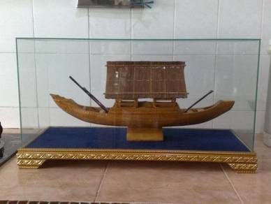 3501 wooden boat ship decor sampan kayu