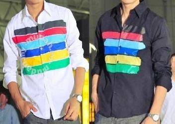 B0518 SMART RAINBOW BLACK WHITE LONG SLEEVES SHiRT