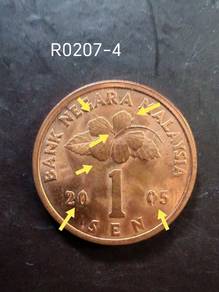 Duit Syiling 1 Sen Tahun 2005 Error Coin