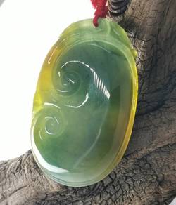 Icy Yellow & Green Burma Jadeite Jade Pendant