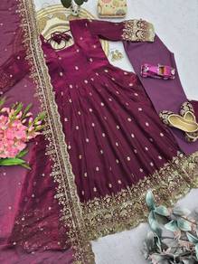 Heavy Fandy Silk Anarkali Gown