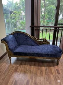 Luxury Royal Blue Crushed Velvet Chaise Longue
