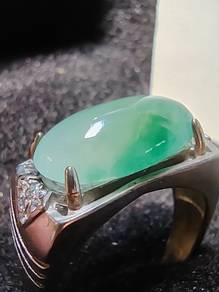 Icy Ice Green with Flower Burma Jadeite Jade