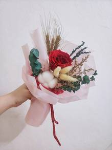Red preserved rose flower bouquet gift birthday