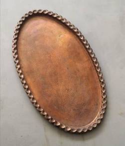 3501 Antique brass tray oval tembaga