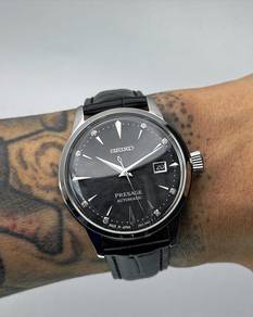 Custom Seiko Mod 40.5mm Silver Diamond Black Sakur