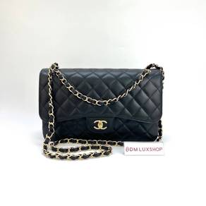 99% New Chanel Black Caviar Classic Double Flap Ju