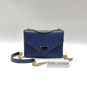 Preloved Prada Navy Blue Saffiano Leather Chain