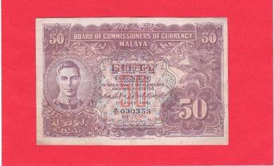 Malaya 1941 KGVI 50 cents vf