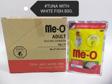 12Packs Me-O Cat Pouch Food 80gram Tuna White Fish