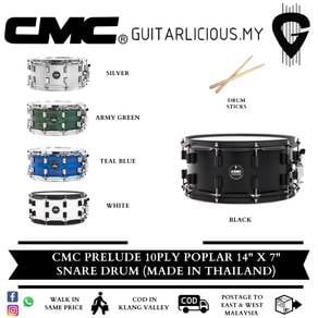 CMC Prelude 10ply Poplar 14" x 7" Snare Drum - BLK