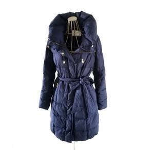 Japanese Box Quilt Down Puffy Coat Blue