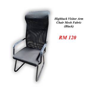 Highback Visitor Arm Chair Mesh Fabric (Black)