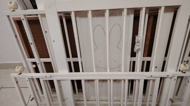 wooden baby cot with mattress & cot bumper