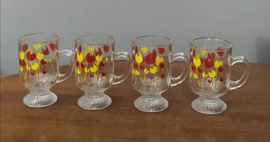 Vintage retro footed glass cup 4