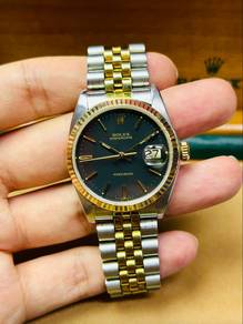 ROLEX Oyster Date 6694 “Black Dial” Gold Bezel