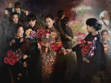 Zhou Kang Oil Painting "Spring Festival" 1996