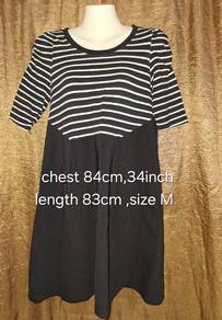 classic black & white stripe panel dress 