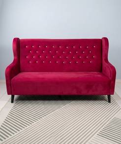 Sofa Wingback 3 Seater Baldu Merah Magenta 