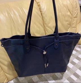 Agnès b. Navy Leather Tote Bag