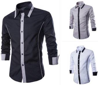 KEMEJA HITAM BLACK CASUAL FORMAL LONG SLEEVE SHiRT