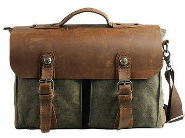 Retro Army Green Briefcase Laptop Men Sling Bag