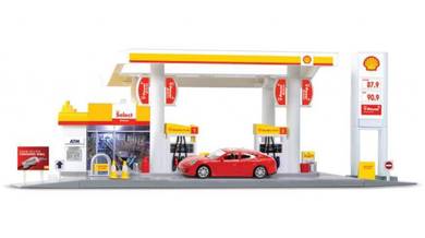 SHELL SERVICE STATION w Porsche panamera diecast