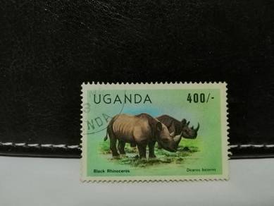 1983 Uganda Stamp Black Rhino Animal