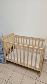 NEVER USED Wooden Baby Cot (Sweet Heart) + Free Ma