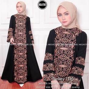 Turkey Jubah Abaya Umrah Haji black pink 1316