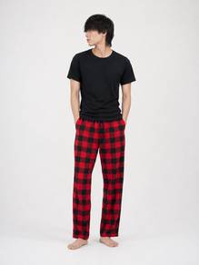 Lapasa Red Black Buffalo Plaid Grunge Lounge Pants