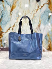 Coach Tote Metallic Blue Leather