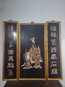 Traditional Chinese Fu Lu Shou Relief Wall Panels