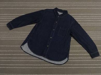 Uniqlo Hard blue denim A shape woman S