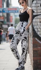 Comic Print Jogger Pants
