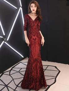 Black red gold sequin wedding prom dress RBP0952