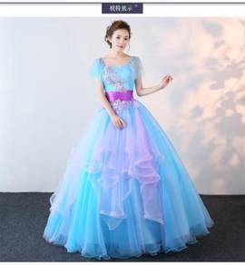 Blue puffy ball wedding bridal prom dress RB0415