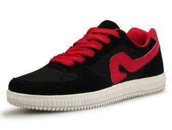R0244 Black Red Sneakers Smart Kasut Murah Shoes